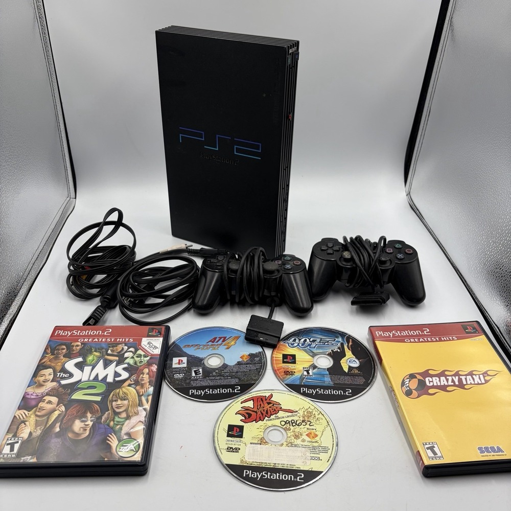 Sony PlayStation 2 SCPH-39001 Console Bundle 2 Controllers 5 Games Memory Card